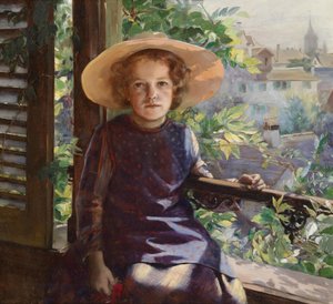 Meisje op het balkon door Marie Louise Bion